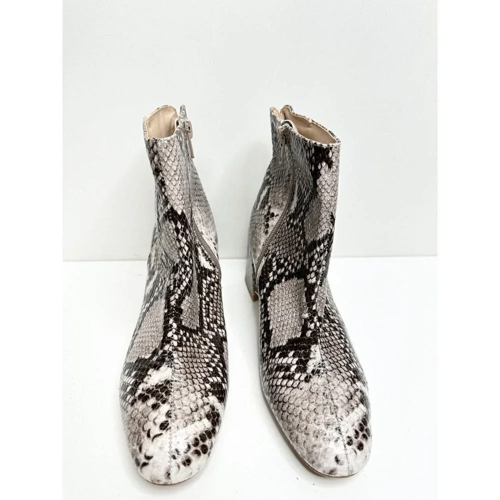Chinese Laundry Snakeskin Print Block Heel Ankle Boots Grey‎ Black Size 6